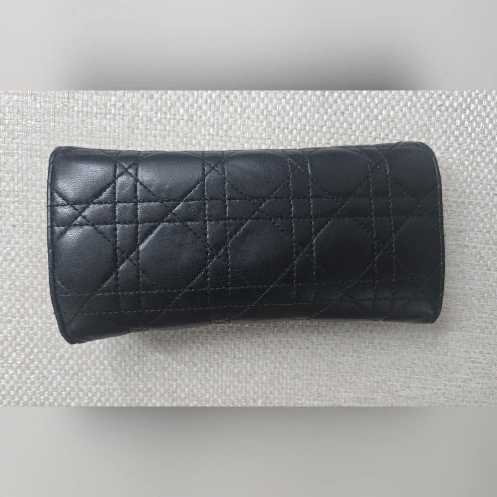 Christan Dior Miss Dior Calf Skin Black Wallet